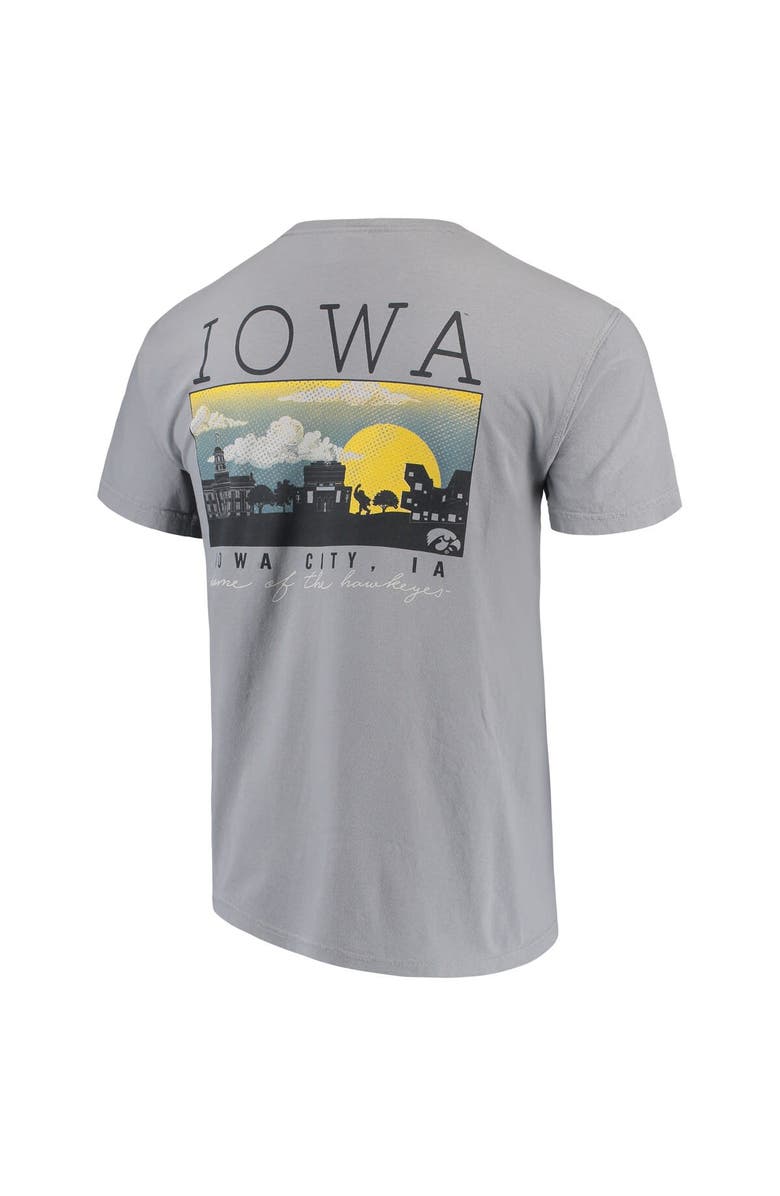 IMAGE ONE Men's Gray Iowa Hawkeyes Comfort Colors Campus Scenery T-Shirt, Alternate, color, 