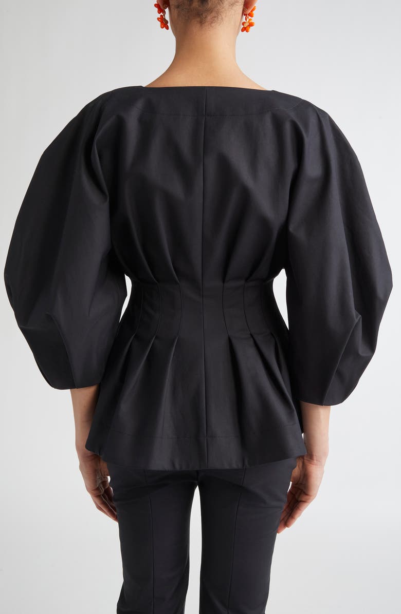 Carolina Herrera Pleated Waist Jacket, Alternate, color, Black