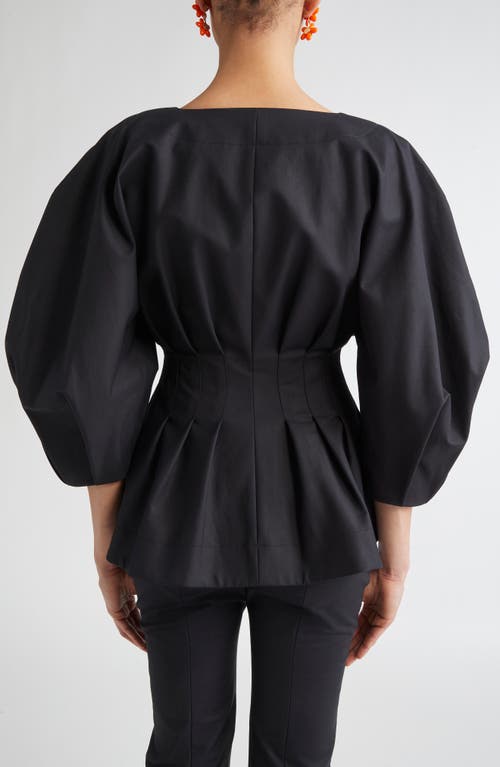 Carolina Herrera Pleated Cotton-blend Sateen Jacket In Blue