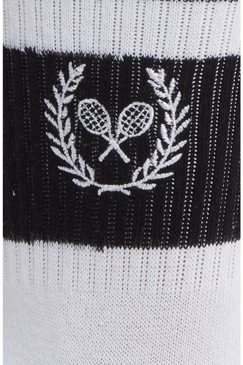 Tennis Club Stripe Crew Socks, Alternate, color, BLACK