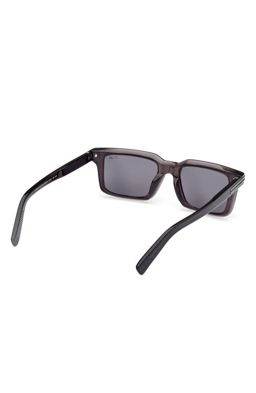 Zegna 53mm Rectangular Sunglasses In Shiny Transparent Dark Grey