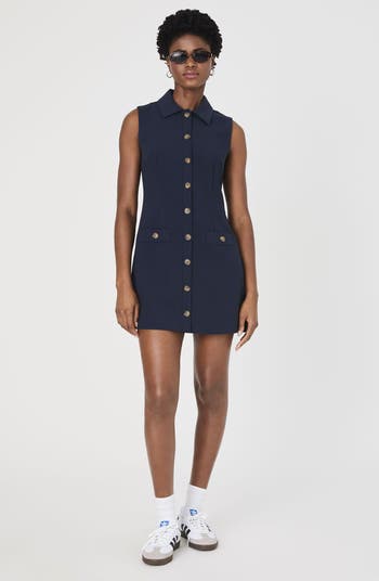 Azra Sleeveless Twill Mini Shirtdress