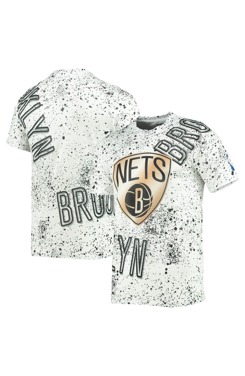 FISLL Men's FISLL White Brooklyn Nets Gold Foil Splatter Print T-Shirt, Main, color, White
