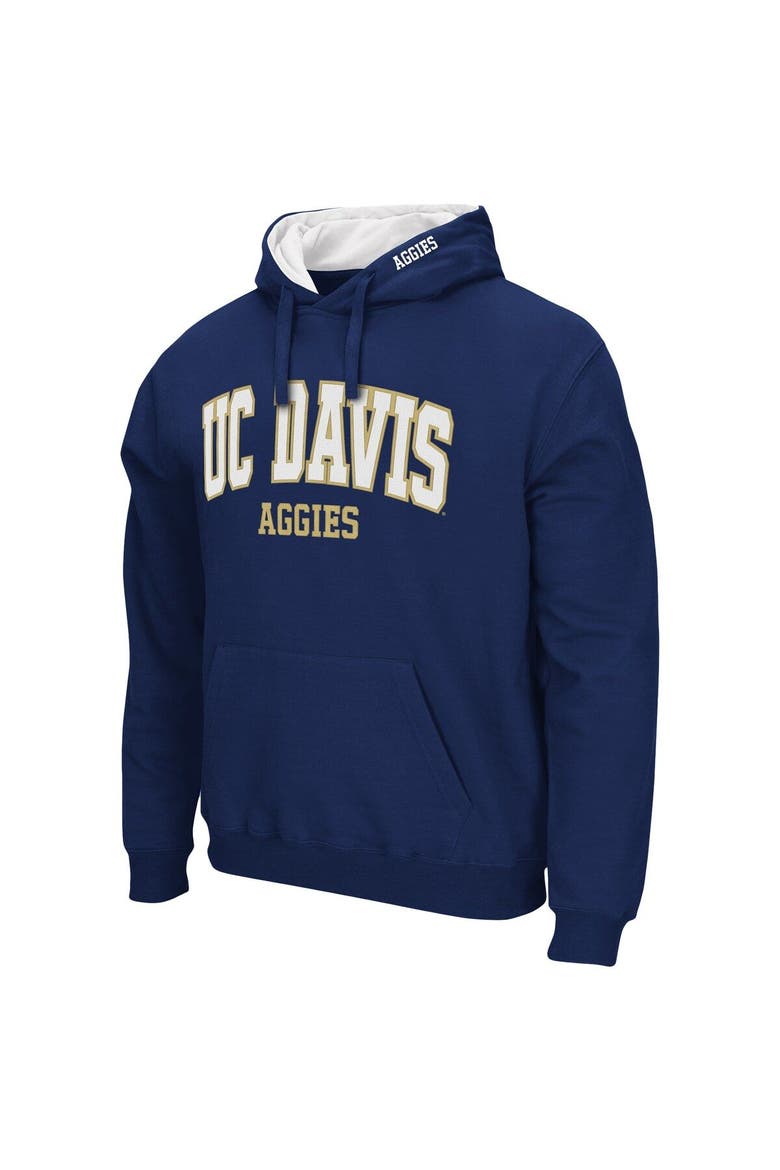 Men's Colosseum Navy UC Davis Aggies Arch and Logo Pullover Hoodie, Alternate, color, Navy