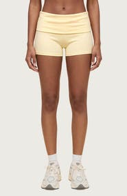 EDIKTED Audrea Foldover Stretch Cotton Bike Shorts