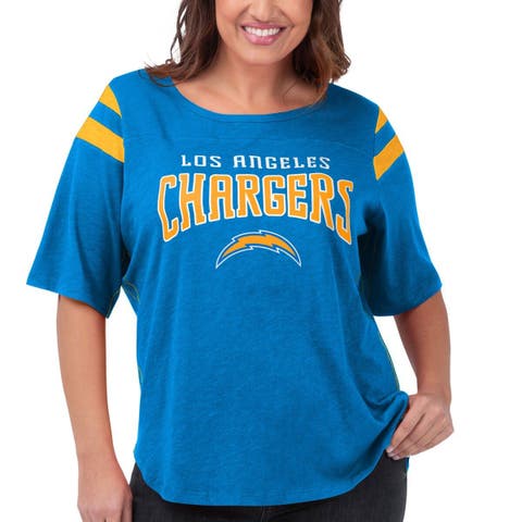 Women's G-III 4Her by Carl Banks Light Blue Los Angeles Chargers Plus Size Linebacker T-Shirt