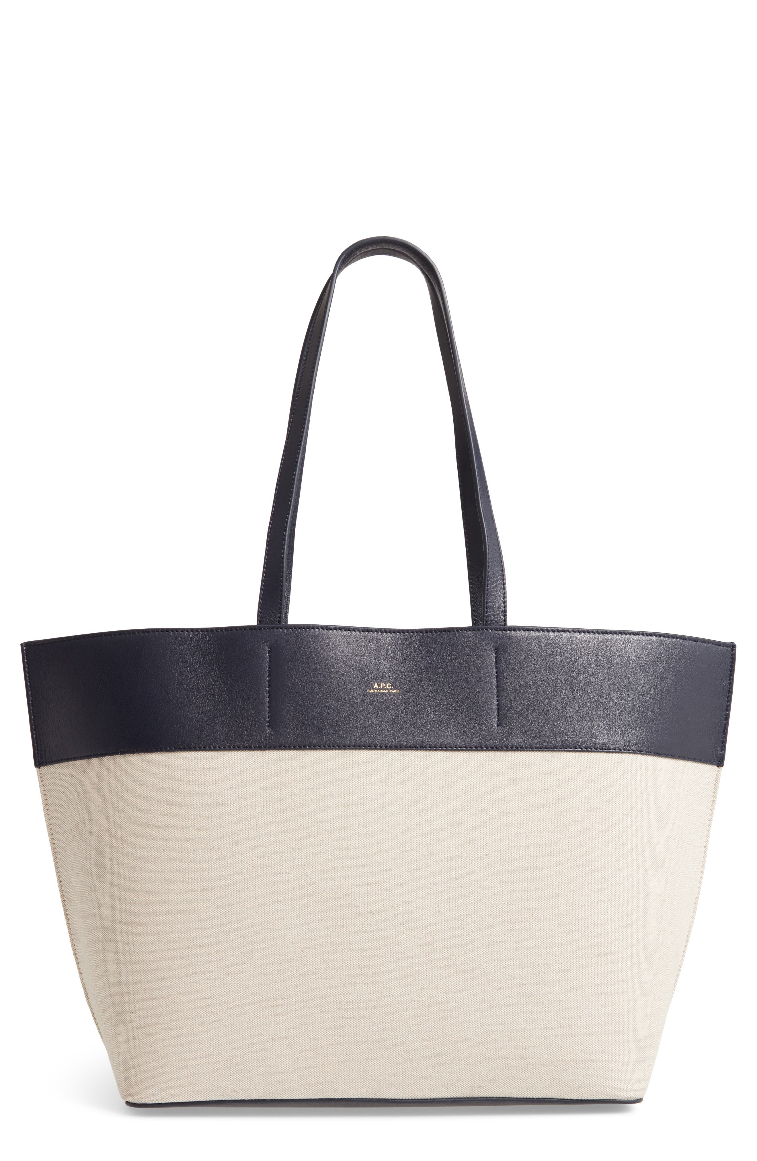 A.P.C. Totally Leather & Canvas Tote Bag, Main, color, 
