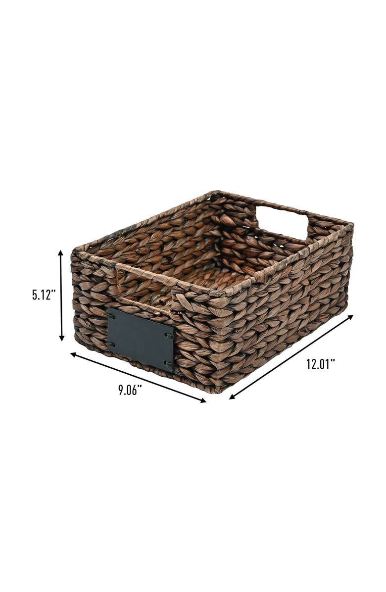 HAPPIMESS Lane Classic Farmhouse Handwoven Hyacinth Pantry Baskets with Chalkboard Labels and Handles,, Alternate, color, Brown