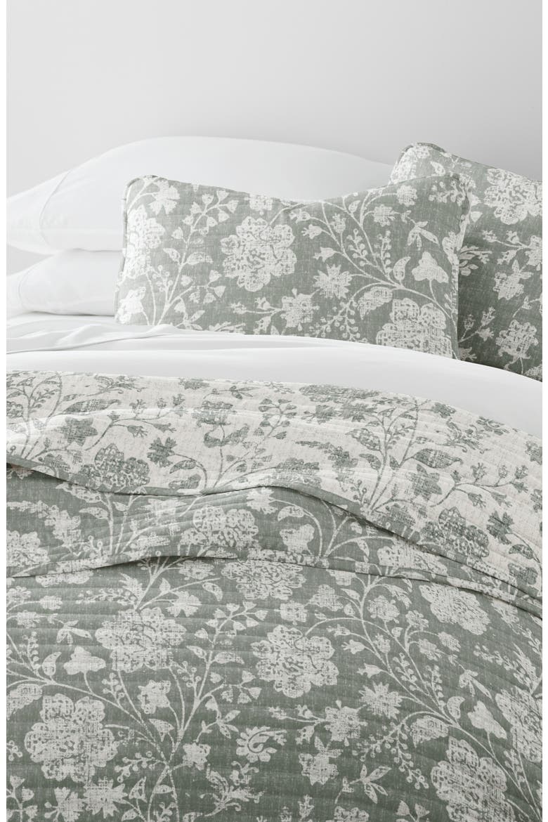 Pattern Reversible Quilt & Sham Set, Alternate, color, FLORAL EUCALYPTUS