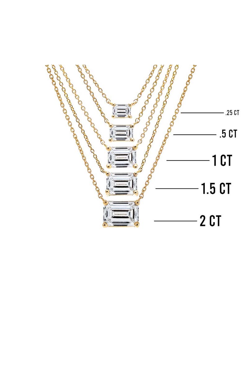 BY ADINA EDEN Lab Grown Diamond Emerald Solitaire Necklace 14K, Alternate, color, 14K White Gold - 0.5 Carat