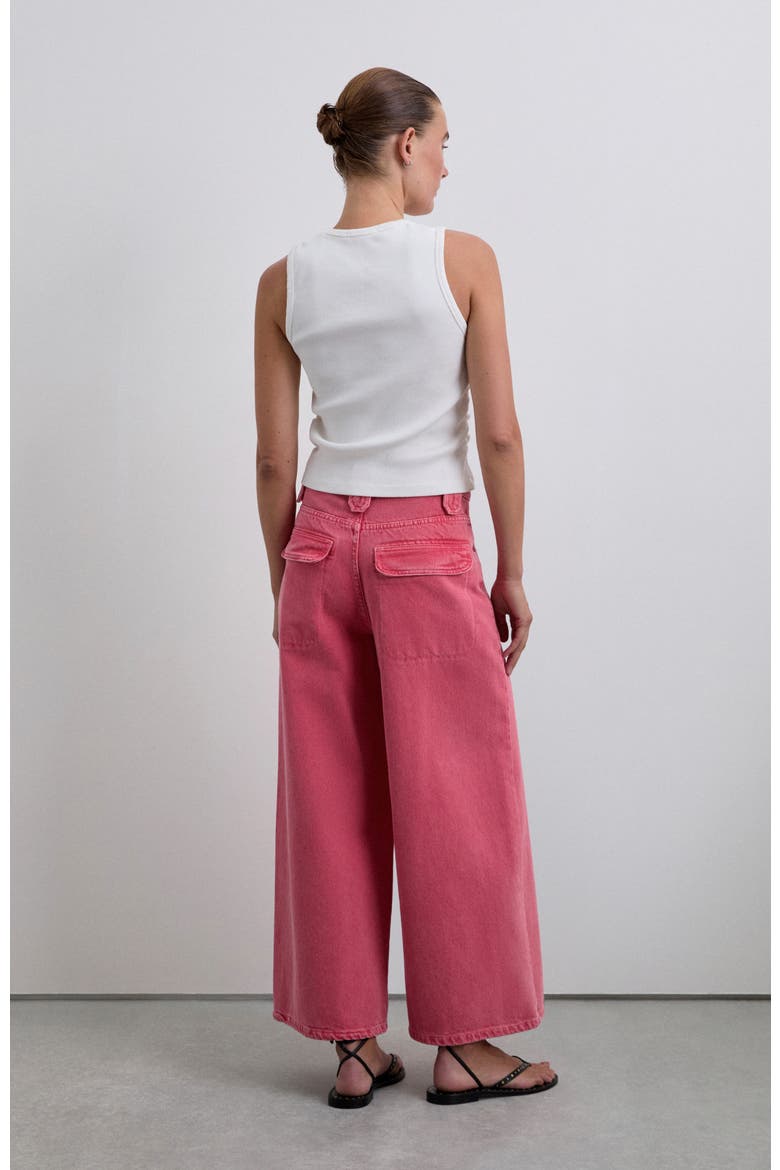 Culotte Washed Denim Pant, Alternate, color, Coral