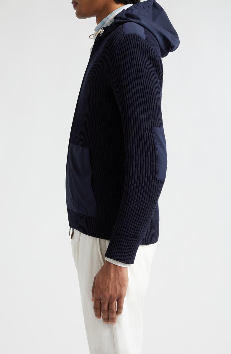 Eleventy Mixed Media Cotton Sweater Hoodie, Alternate, color, 