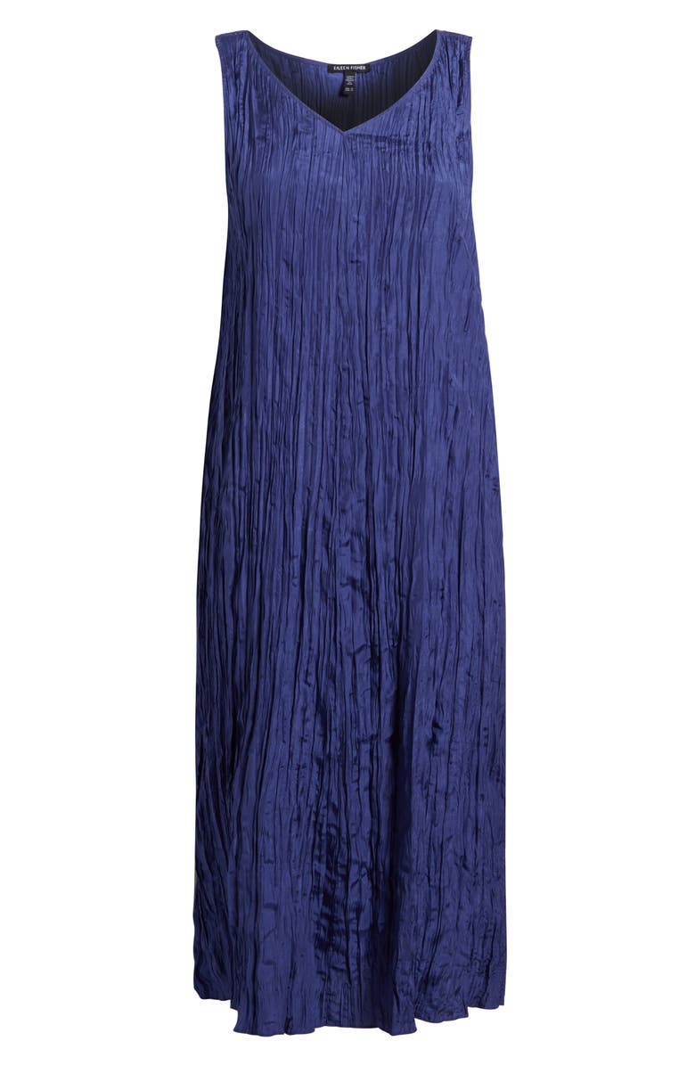 Eileen Fisher Crinkled Silk Dress, Alternate, color, Bluette