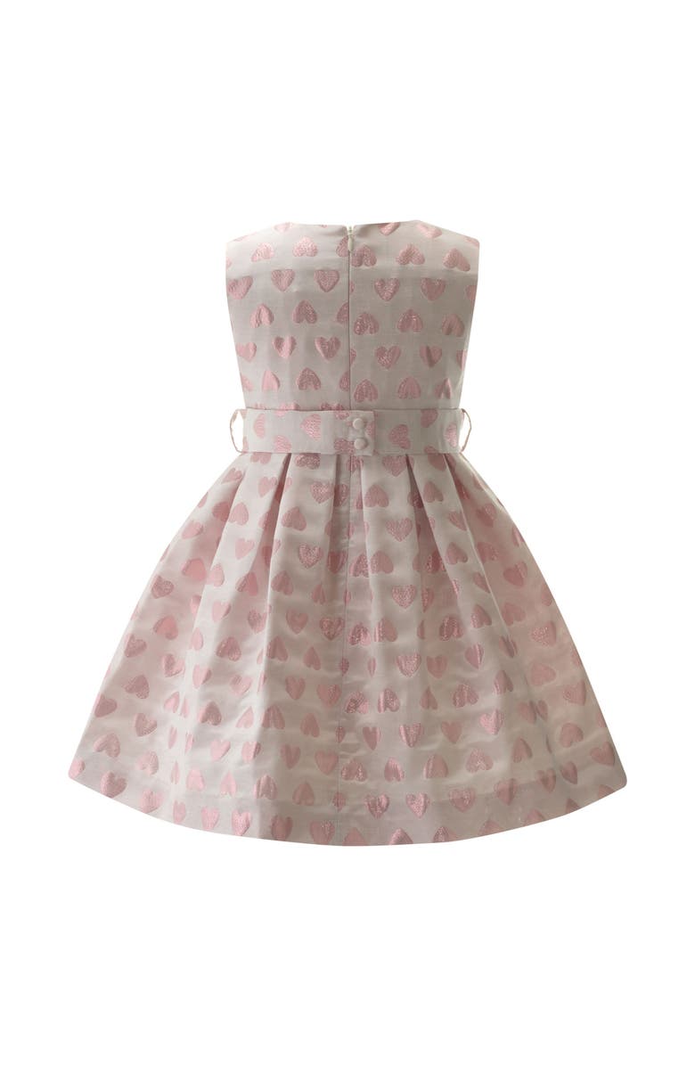 Rachel Riley Sleeveless Heart Damask Dress, Alternate, color, Pink