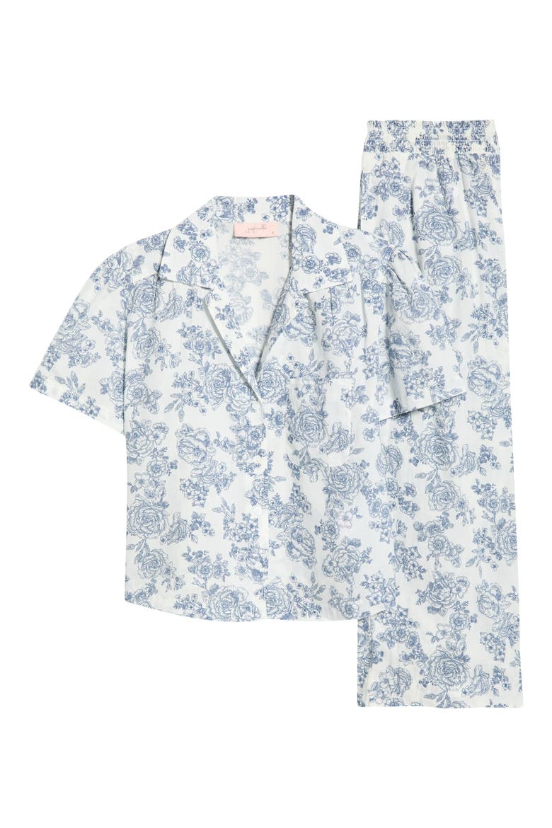 Nostalgia Floral Crop Cotton Pajamas, Alternate, color, WHITE