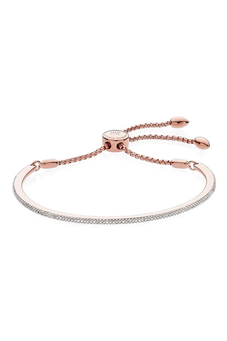 Fiji Skinny Vermeil Diamond Bar Bracelet, Main, color, ROSE GOLD