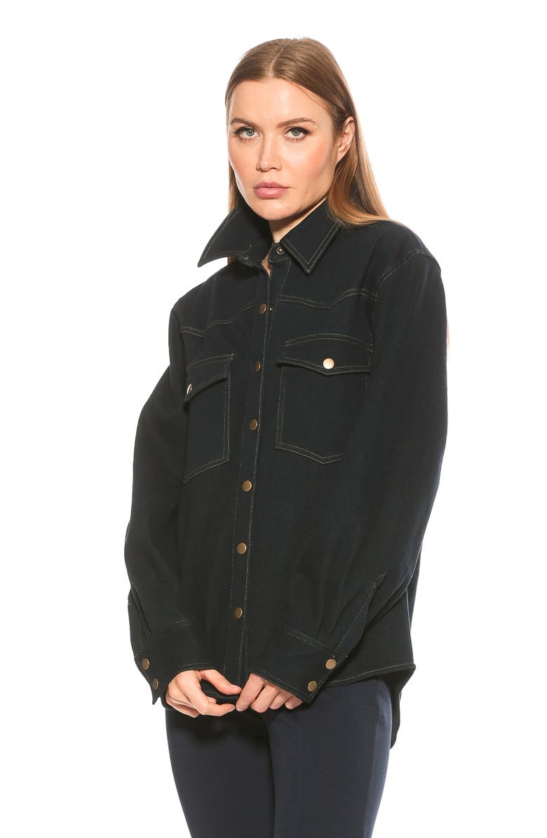 Alexia Admor Della Classic Western Button Down Shirt Jacket, Alternate, color, Dark Denim