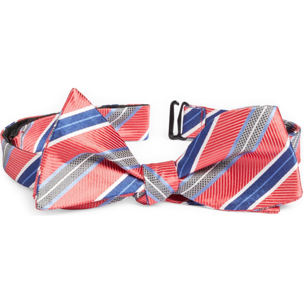 Nordstrom Stripe Silk Pre-tied Bow Tie In Coral