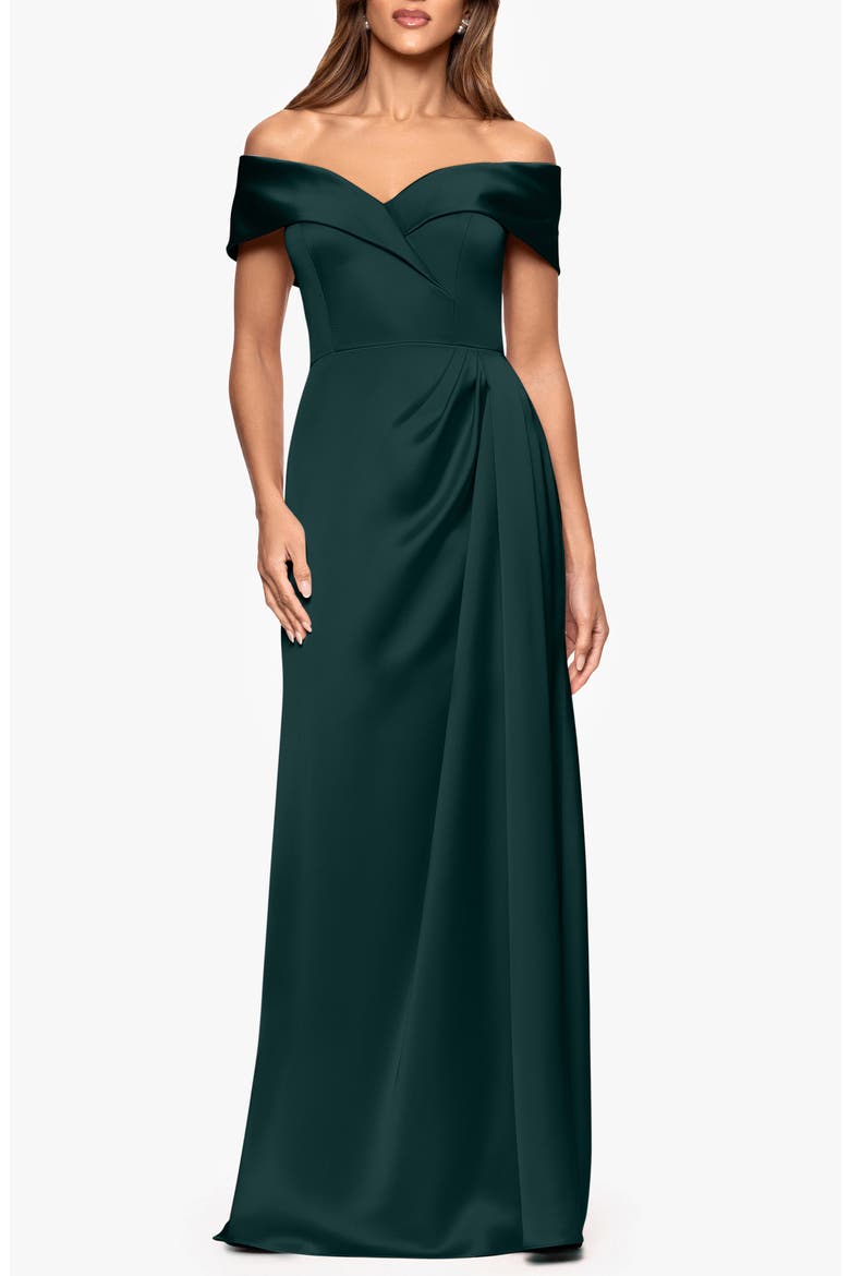 Off the Shoulder Satin Gown, Main, color, HUNTER