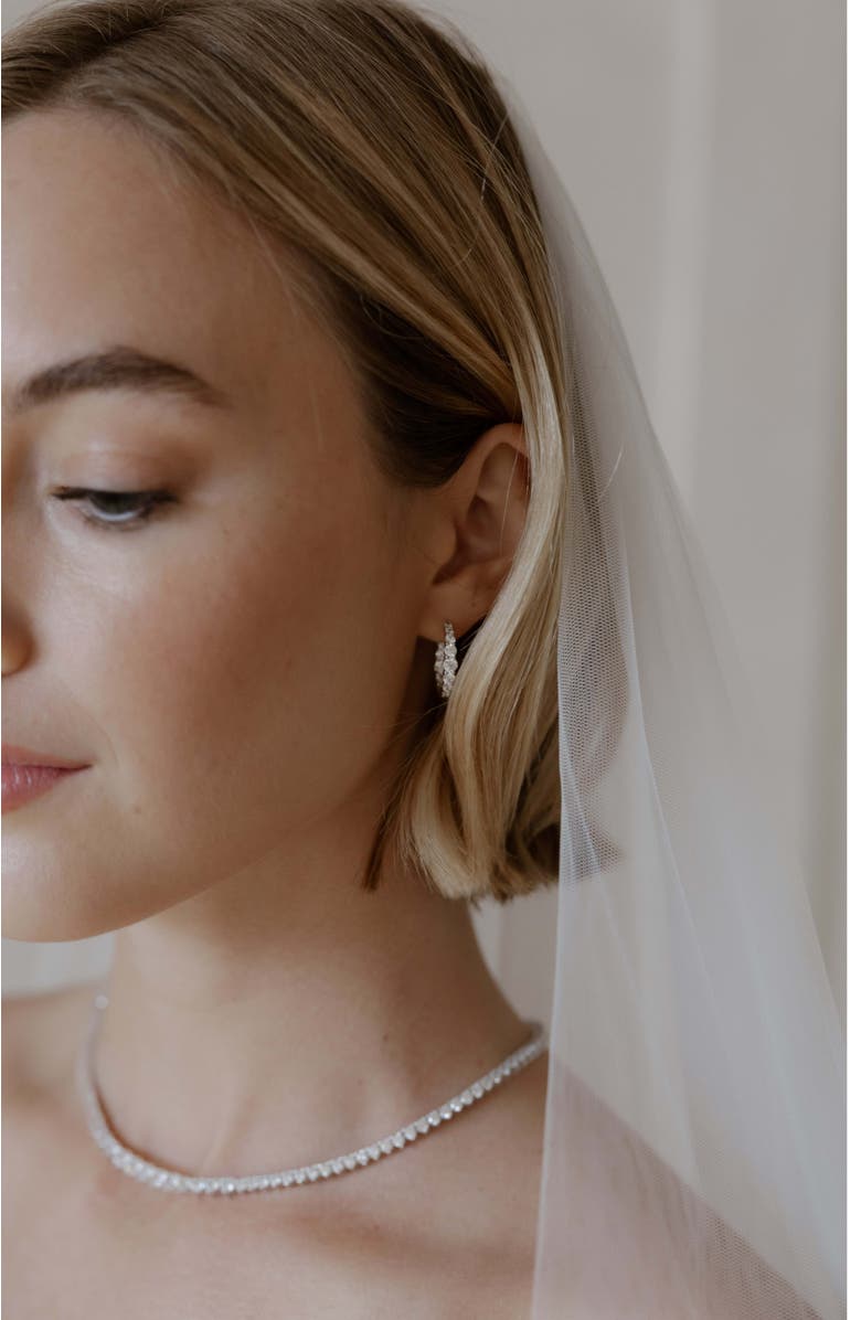 Untamed Petals Icon Crystal Hoops, Alternate, color, Silver