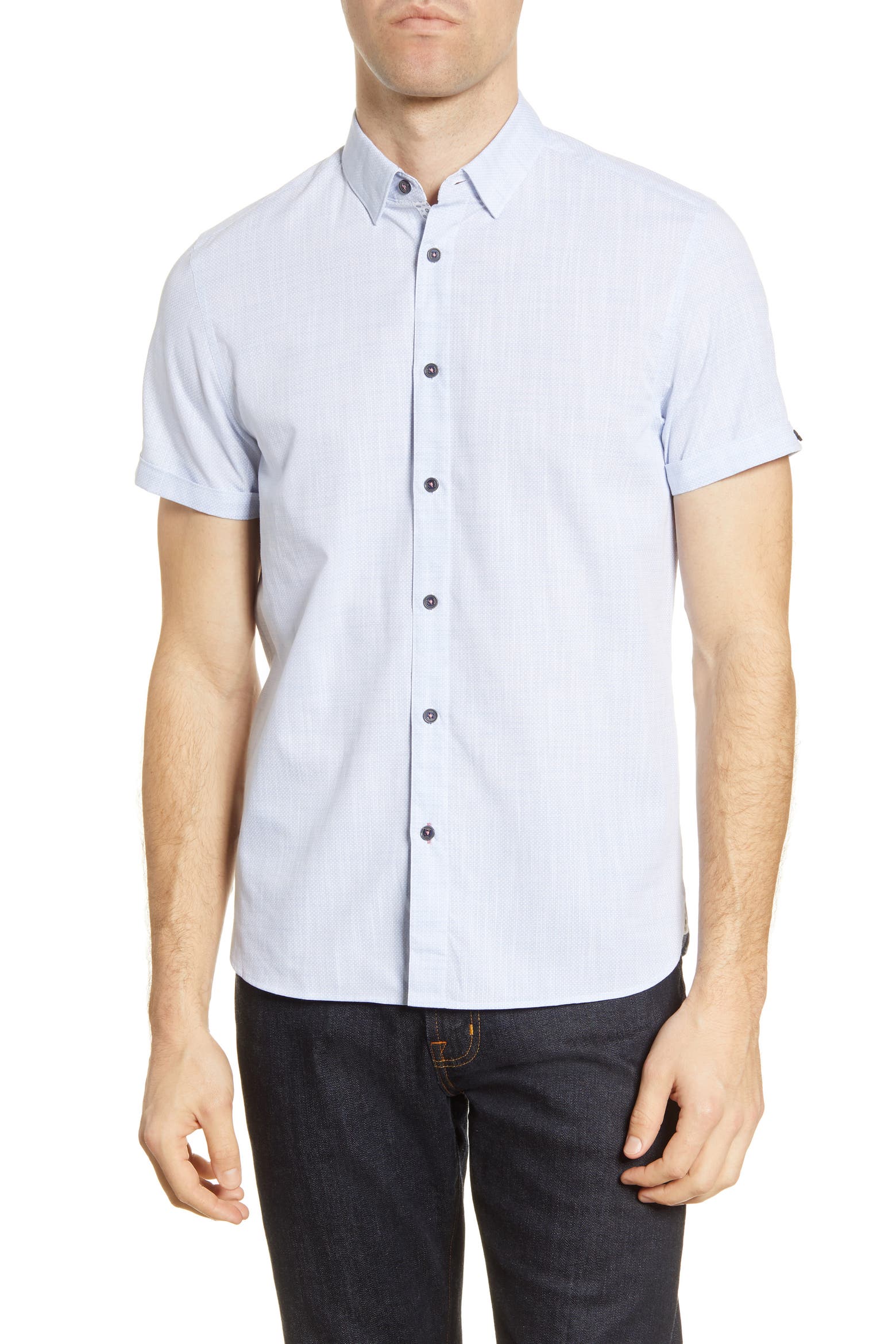 Microdote Ted Baker London Salah Microdot Short Sleeve Button-Up Shirt (Men ...