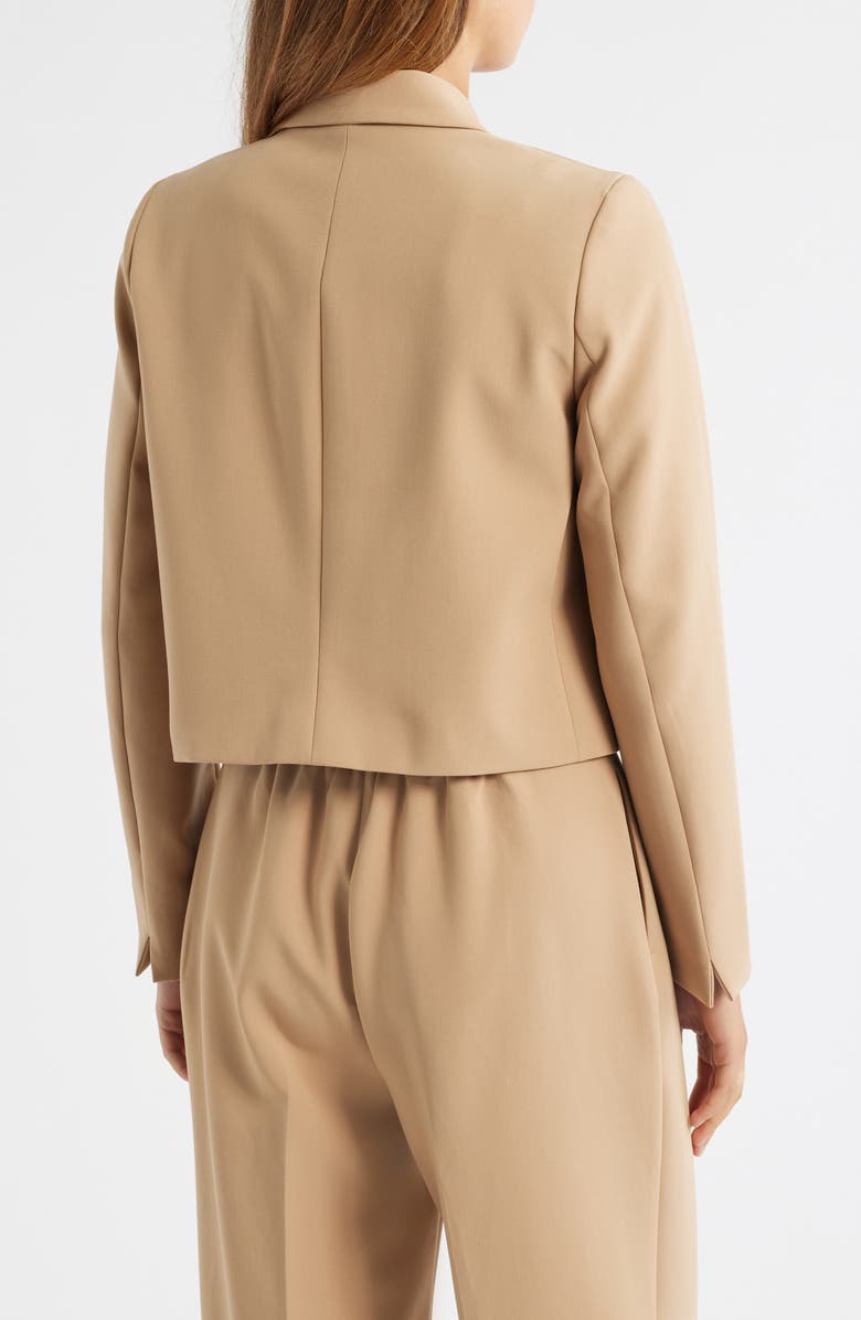 Anne Klein Double Breasted Crop Blazer, Alternate, color, Light Coffee