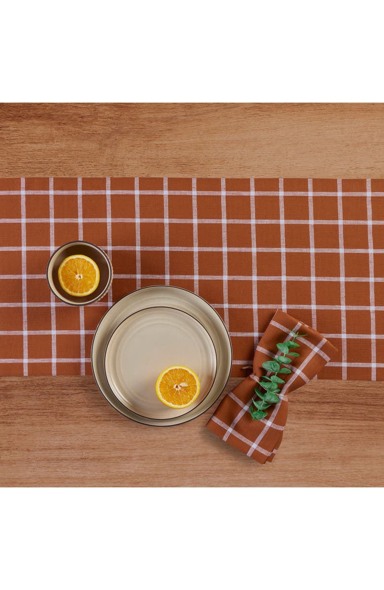 Solino Home Linen Table Runner for Dining Table, Holiday and Everyday Table Decor - Windowpane, Alternate, color,
