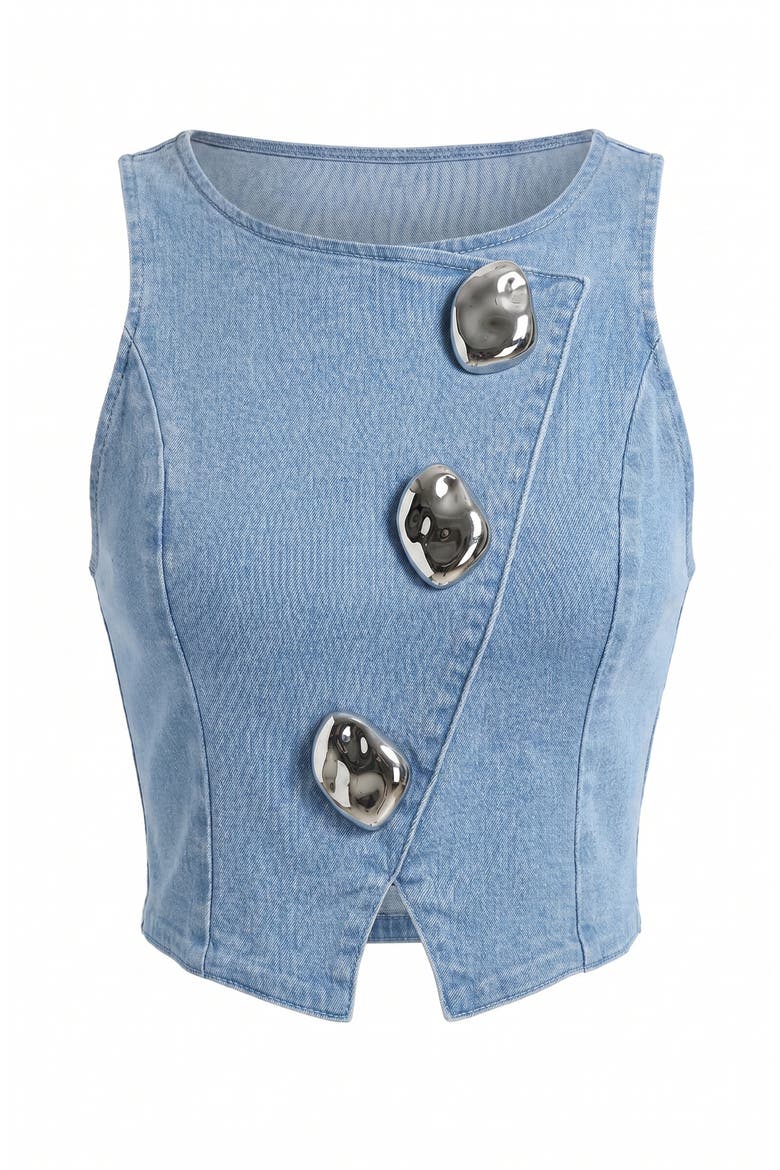 Denim Vest and Wide Leg Pants Set, Alternate, color, Blue
