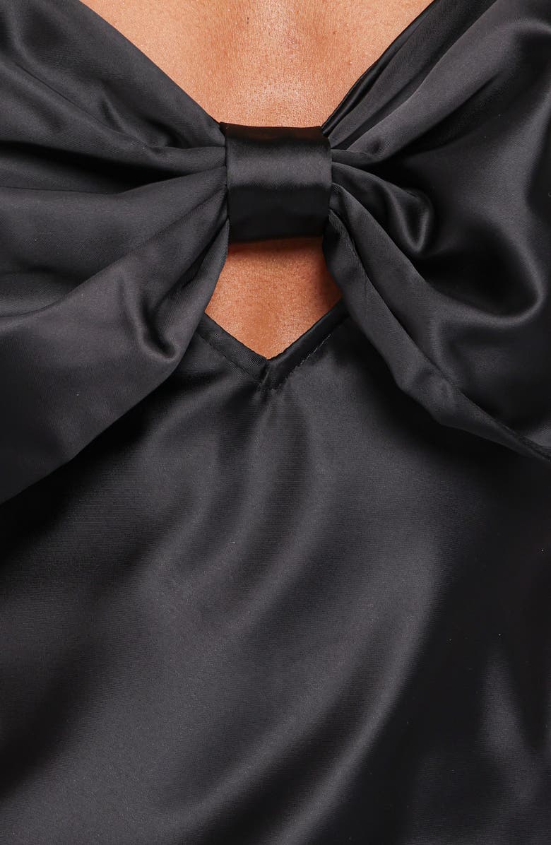 Petal & Pup Kiari Bow Satin Minidress, Alternate, color, Black