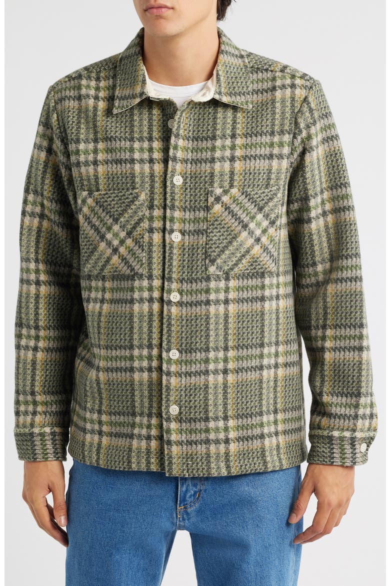 Whiting Plaid Wool Blend Button-Up Shirt Jacket, Alternate, color, GREEN