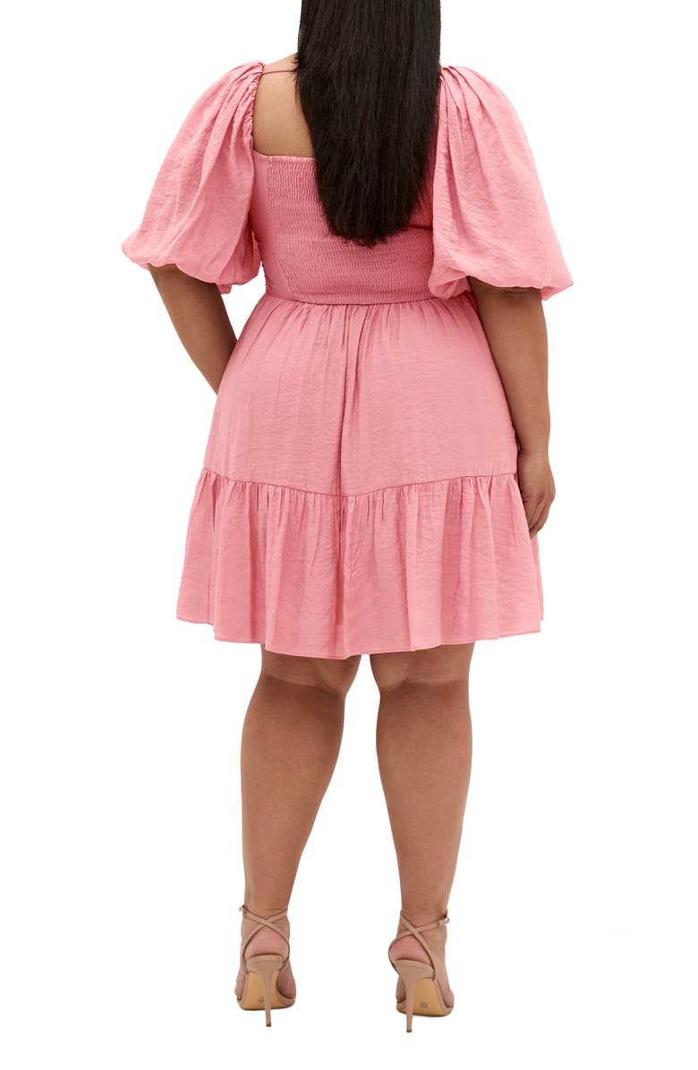 City Chic Marcy Puff Sleeve Minidress, Alternate, color, Deep Rose