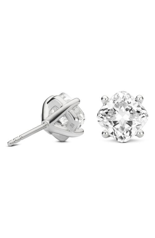 Lightbox 4-carat Cushion Cut Lab Grown Diamond Stud Earrings In White Gold