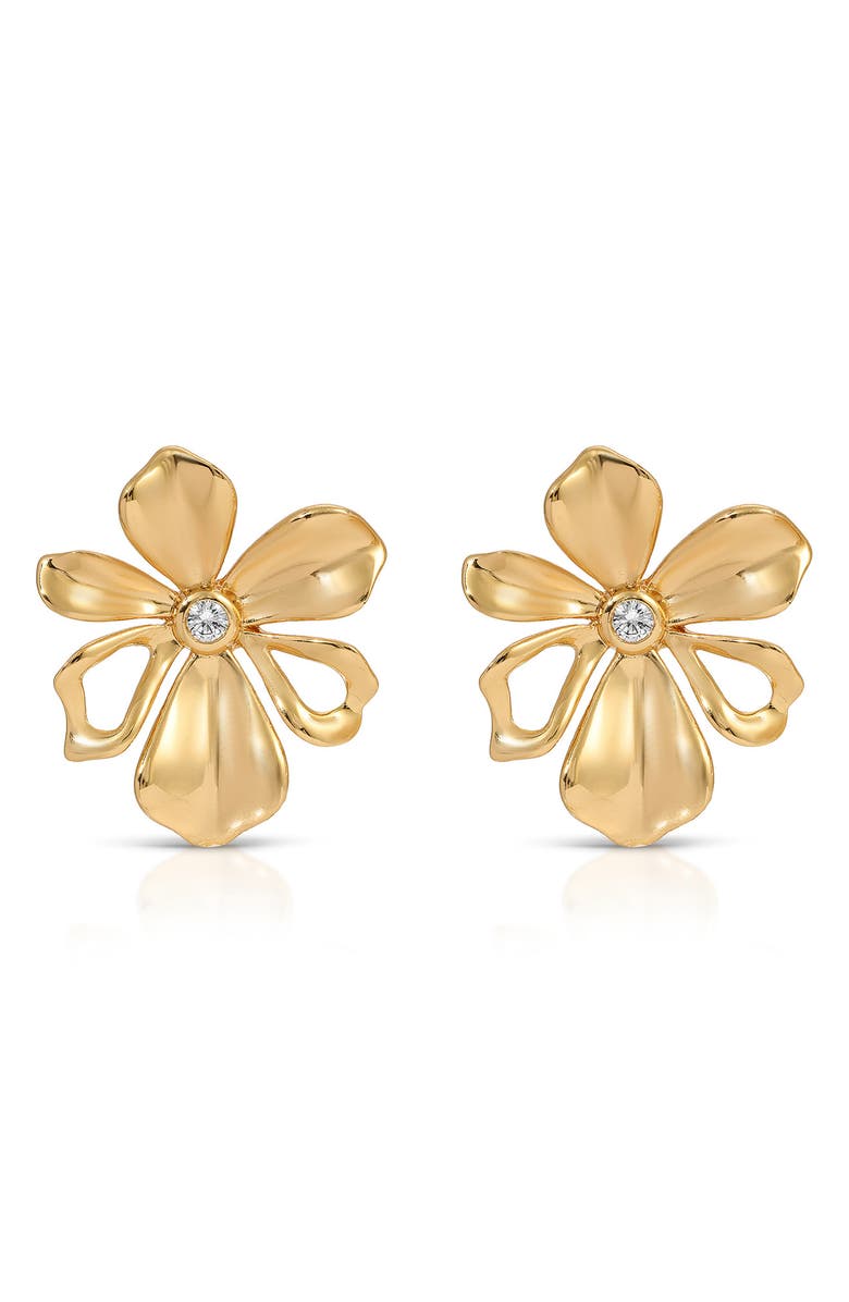 Ettika Petals Stud Earrings, Main, color, Gold