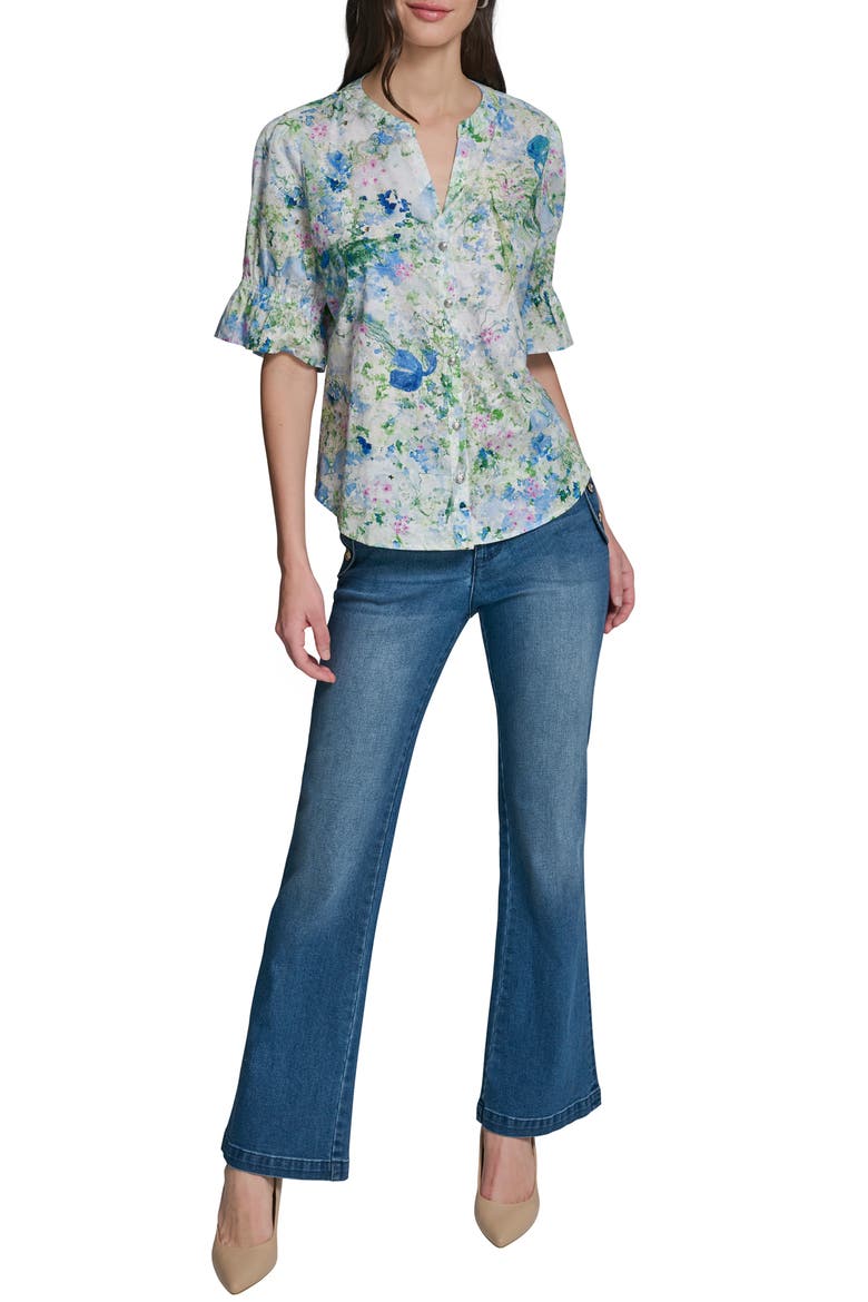 Print Puff Sleeve Top, Alternate, color, SKY BLUE MULTI