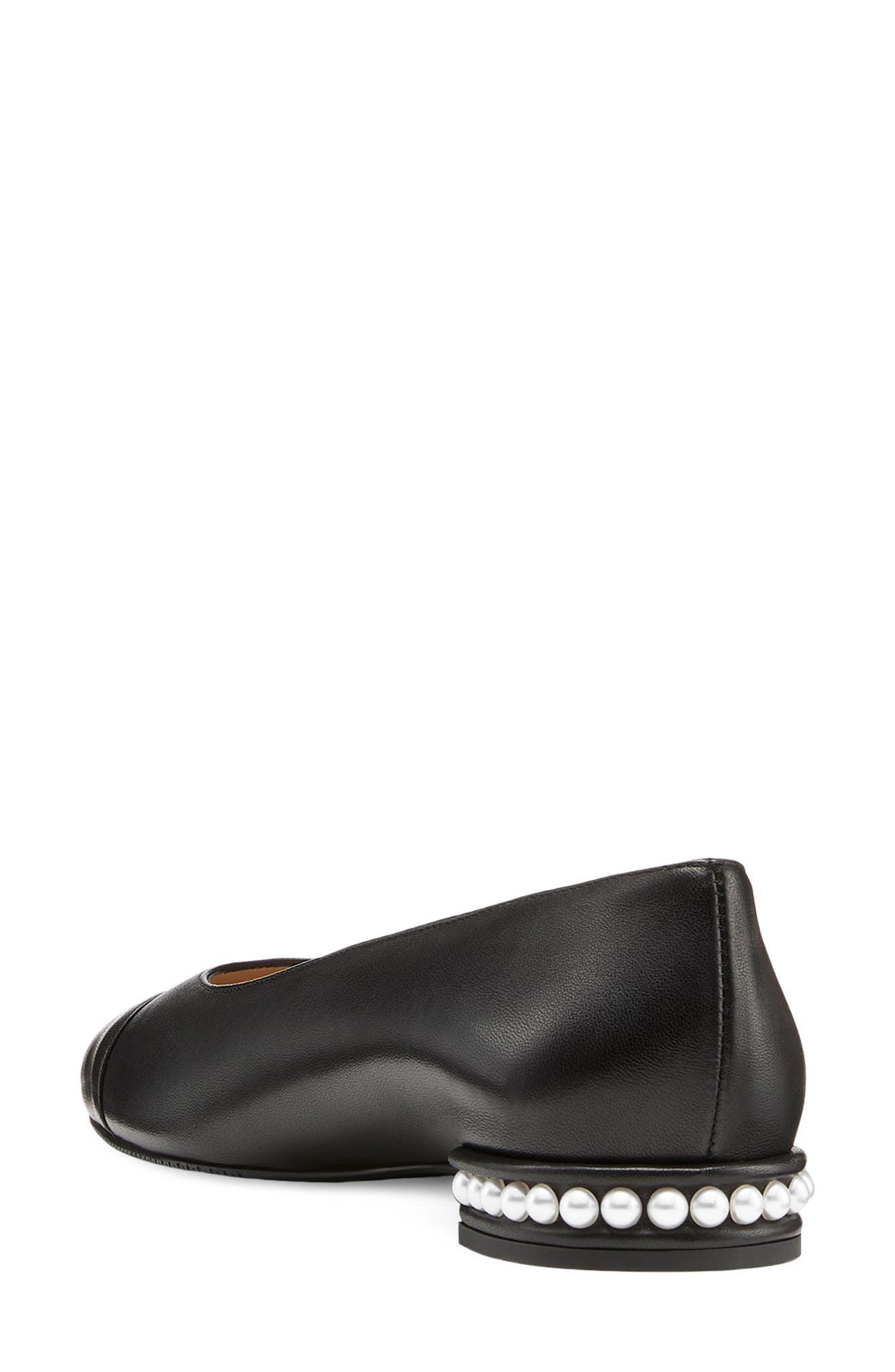 Stuart Weitzman Imitation Pearl Embellished Flat, Alternate, color, 