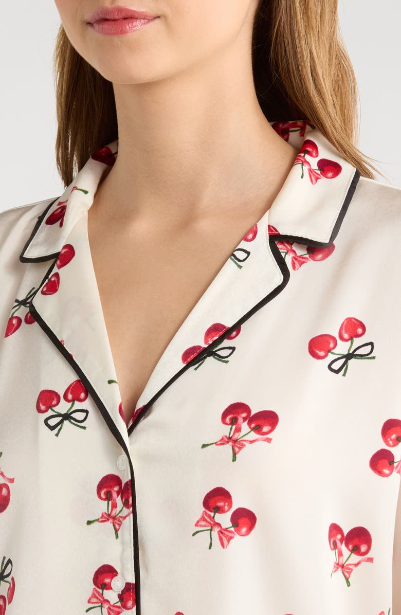 Florence by Mills Dream Satin Pajama Shirt, Alternate, color, Jet Stream Cherry