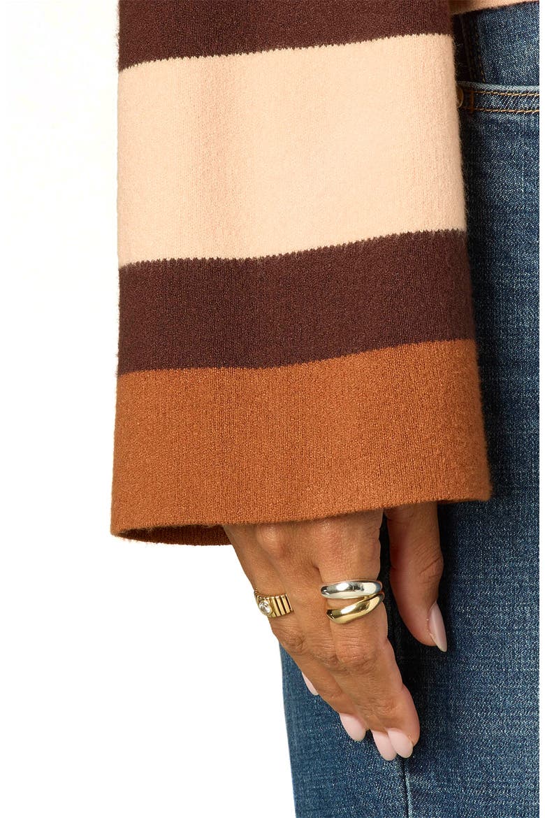 Stripe Cardigan, Alternate, color, CHOCOLATE TRUFFLE MULTI