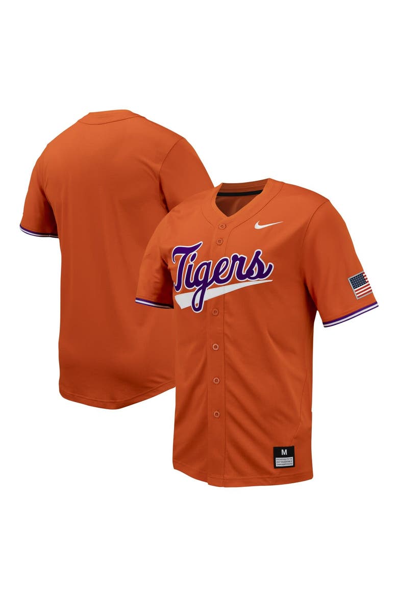 Men's Nike Orange Clemson Tigers Replica Full-Button Baseball Jersey, Main, color, Orange