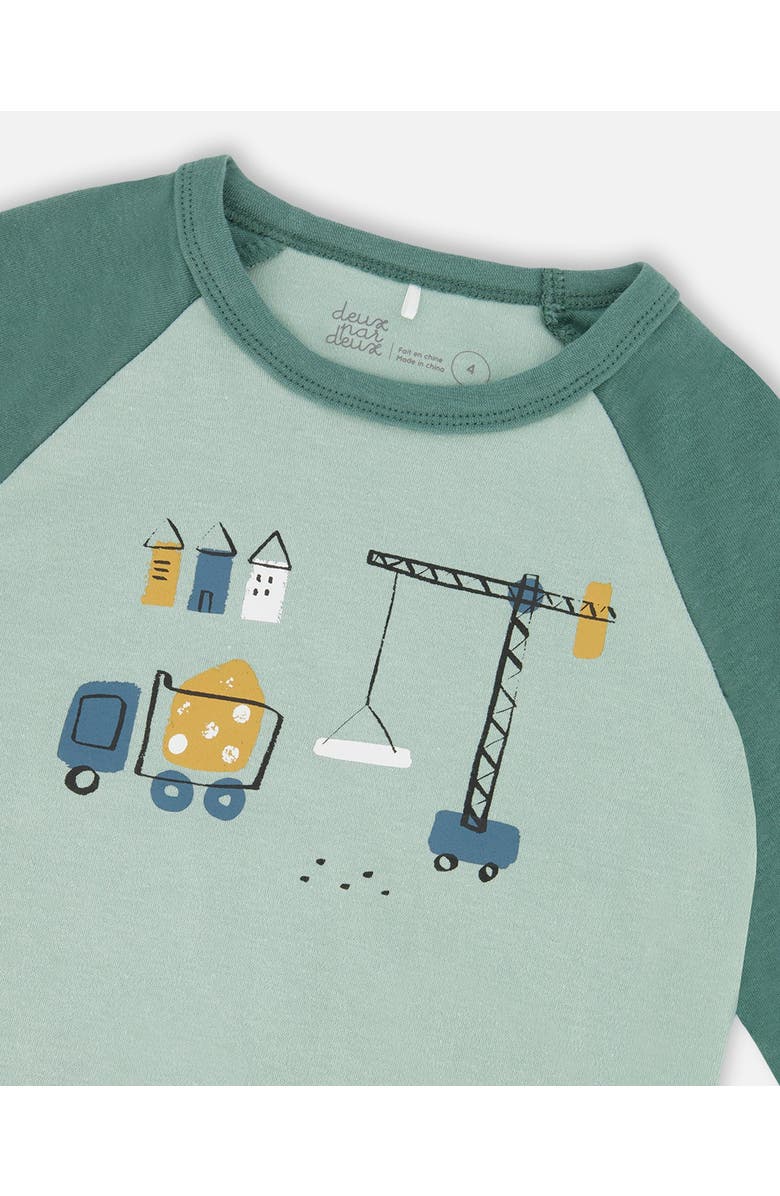 Deux par Deux Two-Piece Organic Cotton Pajama Set Construction, Alternate, color, Teal