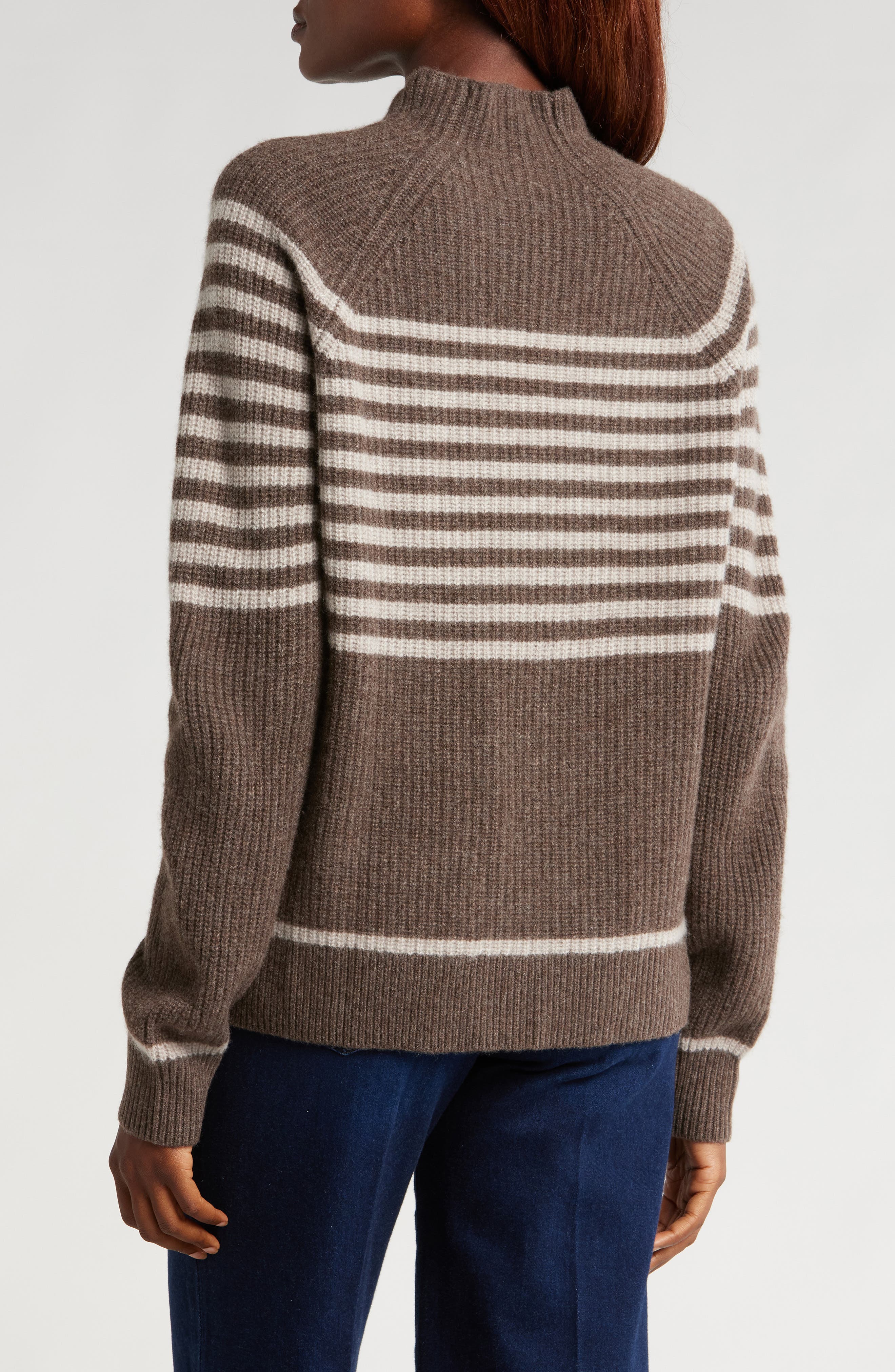 Laura Stripe Wool & Cashmere Funnel Neck Sweater - image 2