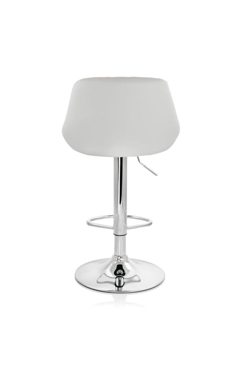 Elama 2 Piece Diamond Stitched Faux Leather Bar Stool with Adjustable Height, Alternate, color, White