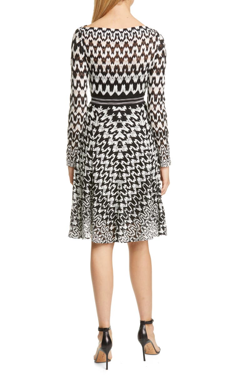 Missoni Zigzag Long Sleeve Fit & Flare Dress, Alternate, color,