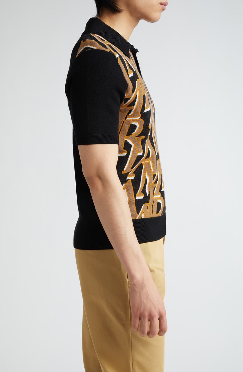 AMIRI Repeat Logo Jacquard Wool Polo Sweater, Alternate, color,