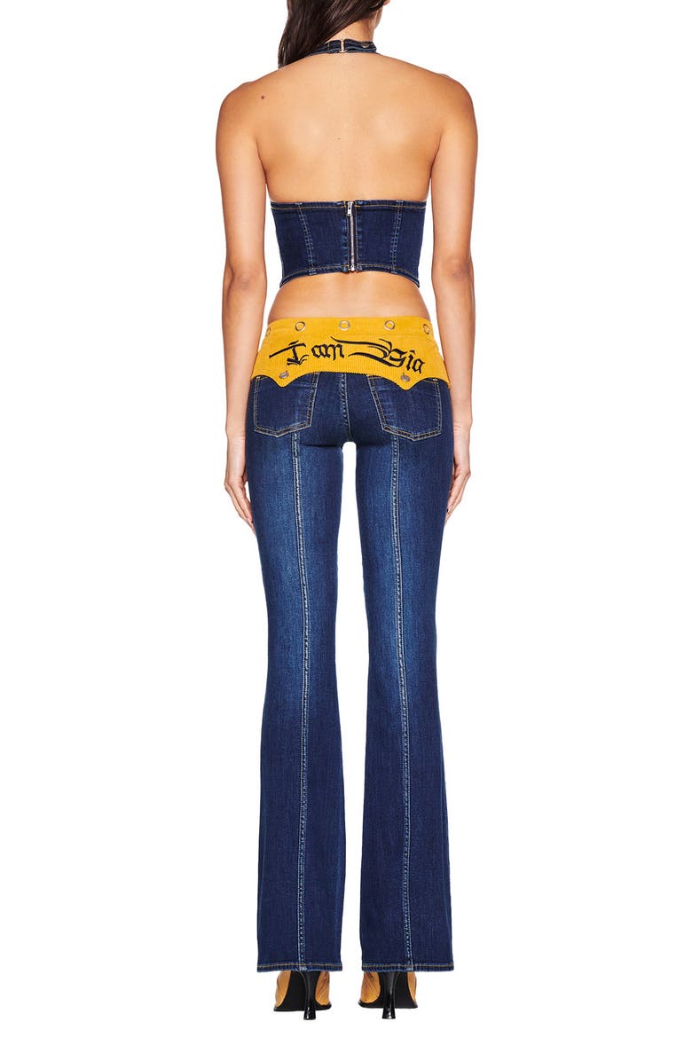 I.AM.GIA Tommie Mixed Media Flare Leg Jeans, Alternate, color, Dark Wash