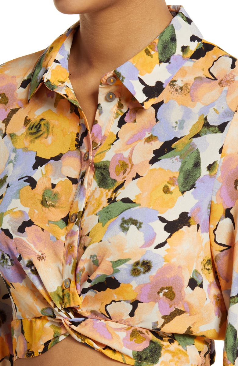 VERO MODA Macy Floral Print Crop Button-Up Shirt, Alternate, color,