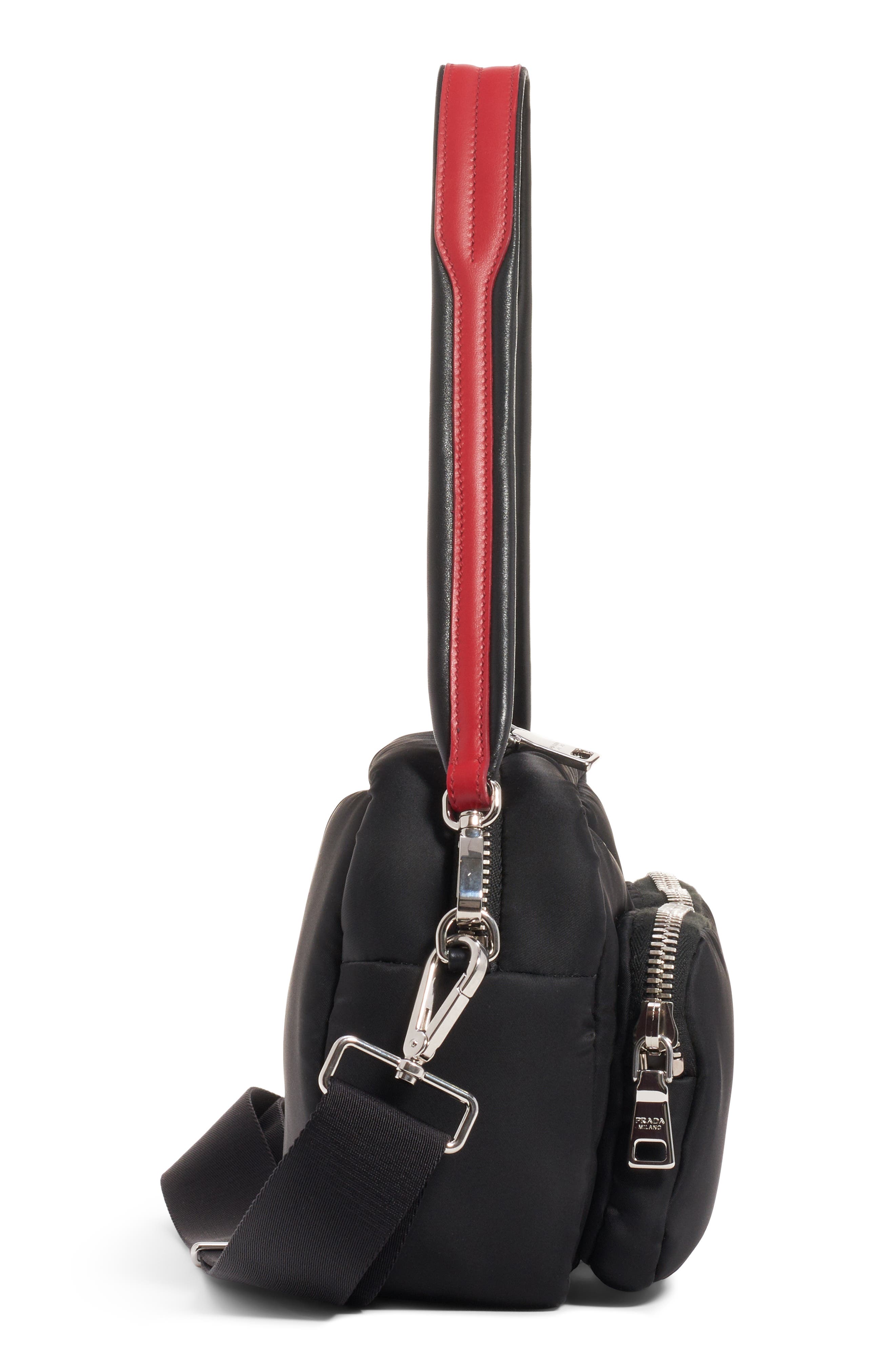 Prada Logo Nylon Shoulder Bag, Alternate, color, 