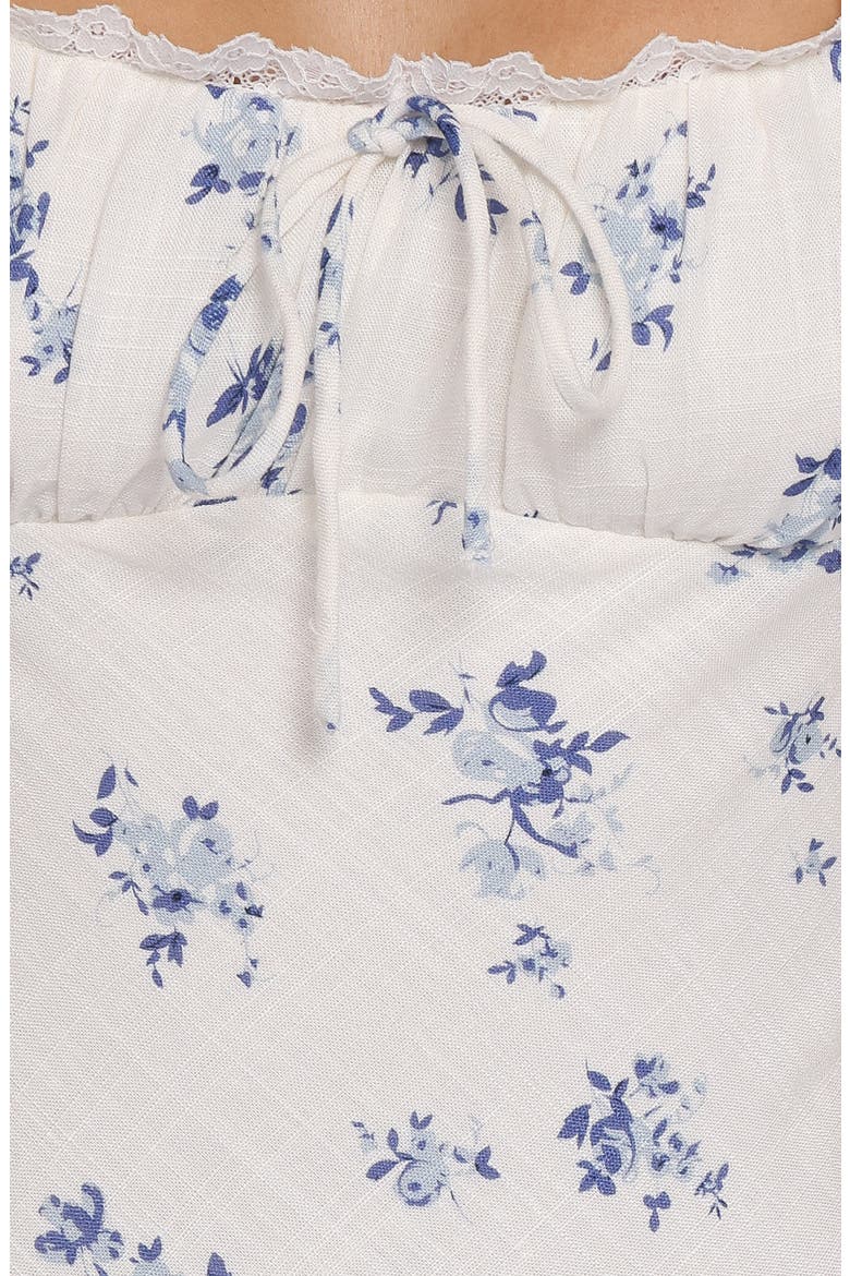 Sakara Floral Lace Trim Maxi Dress, Alternate, color, BLUE FLORAL