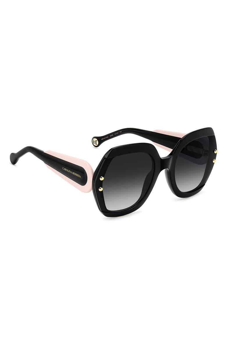 Carolina Herrera 61mm Gradient Geometric Sunglasses, Alternate, color, Black Pink/ Dark Grey Sf