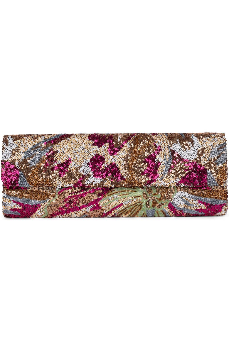 Jeffrey Campbell Disco Sequin Clutch, Main, color, Brown Multi
