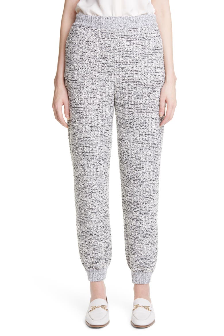 Bouclé Knit Jogger Pants, Main, color, BLACK/ ECRU